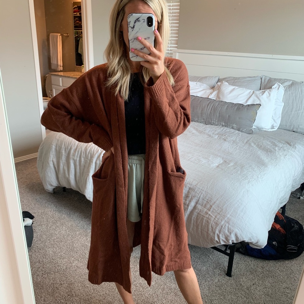 Rust Long Cardigan